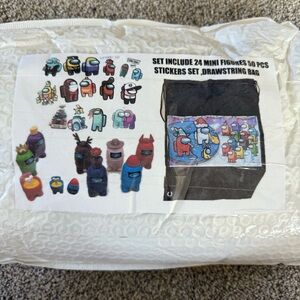 Among Us Mini Figures and Stickers with drawstring bag